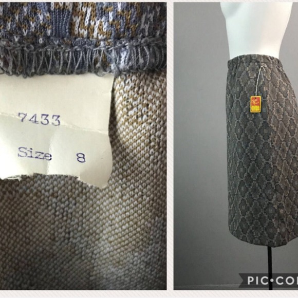 Deadstock 1960s Gray Tapestry Snakeskin Like Pencil Skirt  / Women's Small * - Picture 4 of 4